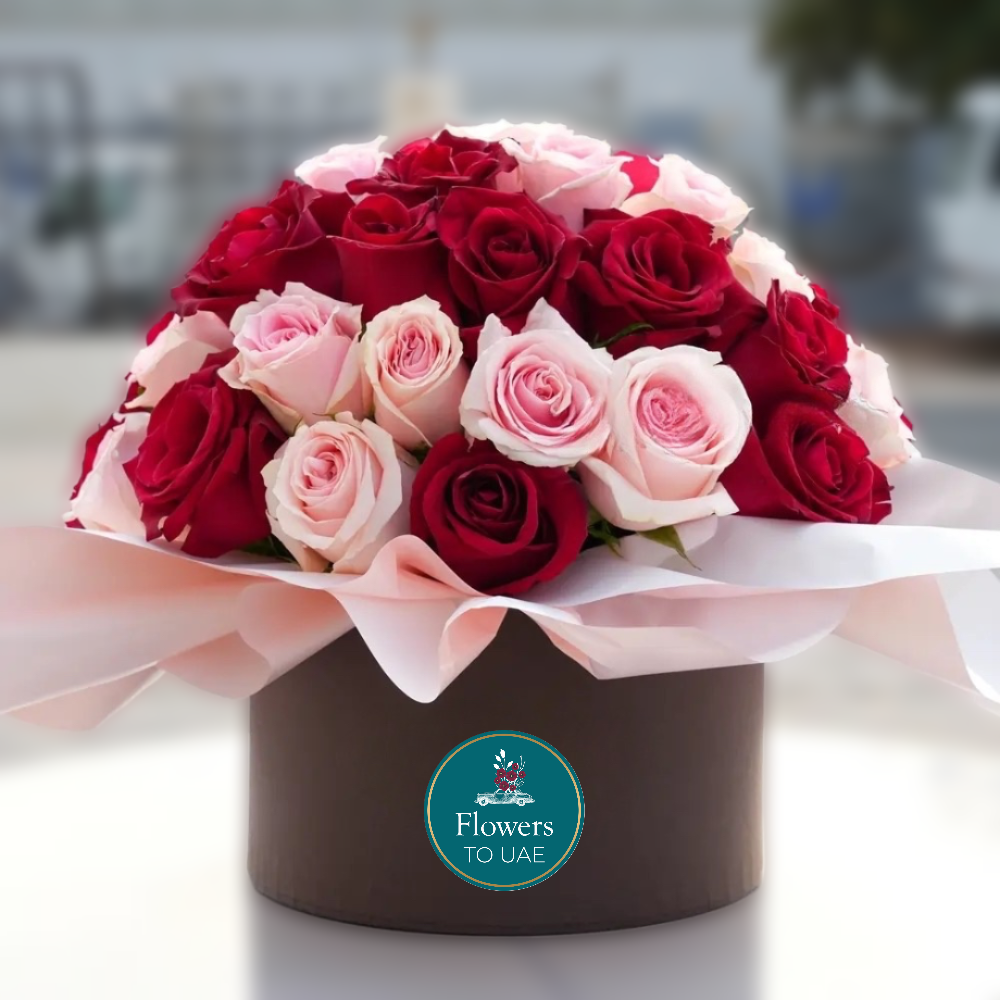 Red and Peach Roses Box