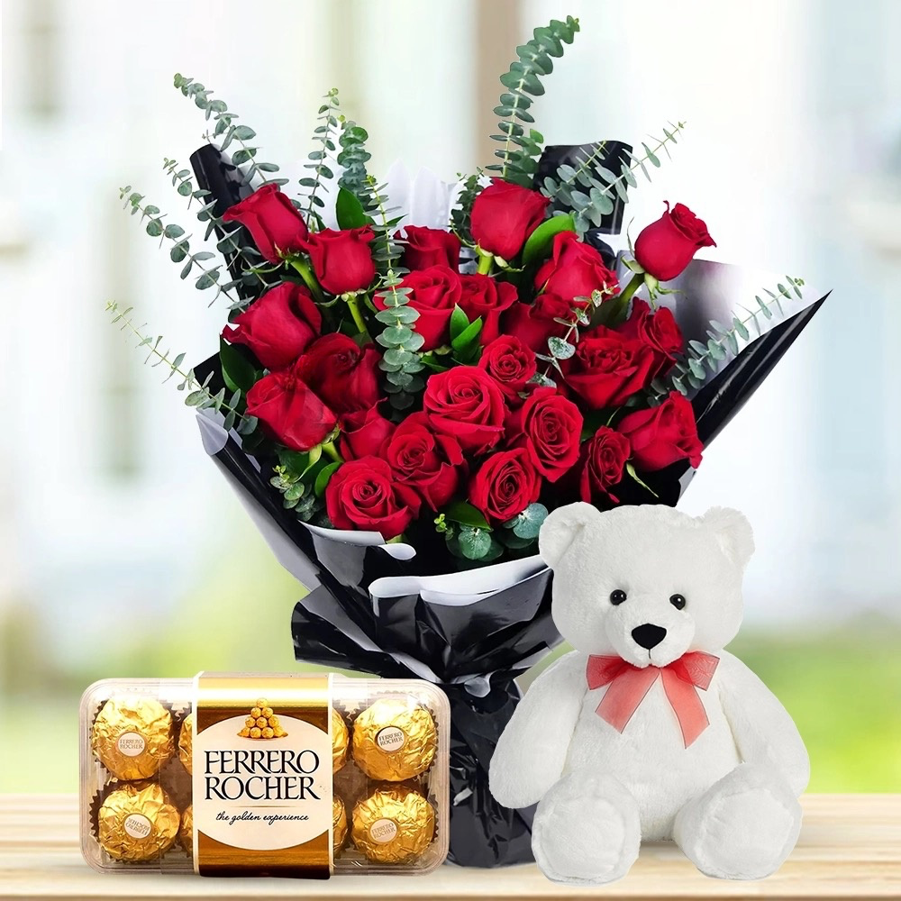 Red Teddy Chocolate Combo